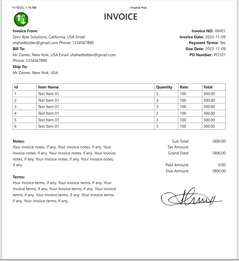 Invoice Template En Classic White